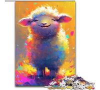 Puzzle da 1000 pezzi per adulti, puzzle di pecorelle carine e sorridenti, in legno, intrattenimento rilassante, regalo di Natale perfetto e decorazione per la casa, 1000 pezzi(50x75cm)