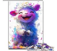 Puzzle da 1000 pezzi per adulti, puzzle di pecorelle carine e sorridenti, in legno, perfetto per Halloween, Natale, regalo di compleanno, 1000 pezzi(50x75cm)