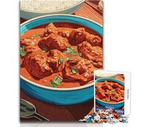 Puzzle da 1000 pezzi per adulti, puzzle di pollo Tikka Masala con riso, gioco impossibile, regali per donne, giocattoli antistress, dimensioni 50x75cm