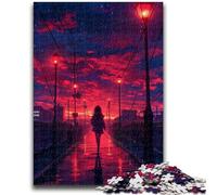 Puzzle da 1000 pezzi per adulti, puzzle di strade al tramonto per adolescenti, antistress, sfida difficile, regali di Babbo Natale segreto (26x38cm)