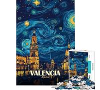 Puzzle da 1000 pezzi per adulti puzzle di Valencia Spagna Notte stellata puzzle artistico per adulti giochi di relax analisi e logica attività divertenti da fare a casa (dimensioni 38x52cm)