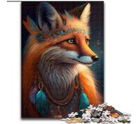 Puzzle da 1000 pezzi per adulti, puzzle di volpe in legno, idea regalo per le feste, opera d'arte umoristica, opera d'arte dettagliata, 1000 pezzi(50x75cm)