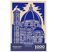 Puzzle Da 1000 Pezzi Per Adulti Puzzle Duomo Di Firenze Blue Illustration Puzzle Giocattolo Decorazione Da Parete Ma Divertente E Umoristico Divertimento A Casa Attività, 38x26cm/1000pcs