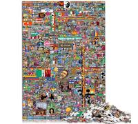 Puzzle da 1000 pezzi per adulti Puzzle educativo di apprendimento del Pixel Art Mondiale con poster corrispondente e foglio di domande per i 14 anni e più 50 x 70 cm