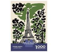 Puzzle Da 1000 Pezzi Per Adulti Puzzle Eiffel Tower Illustration with Trees Puzzle Per Adulti Giocattolo Decorazione Da Parete Decorazione Perfetta Gioco Stimolante Regali 70x50cm/1000pcs