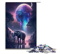 Puzzle da 1000 pezzi per adulti puzzle Elefante al chiaro di luna gioco impegnativo un'opera d'arte adatta a ragazzi dai 14 anni in su 75x50 cm.