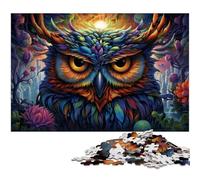 Puzzle da 1000 pezzi per adulti puzzle futuristici colorati con gufi psichedelici per adulti e bambini puzzle in legno ottimo regalo 1000 pezzi (75x50 cm)