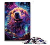 Puzzle da 1000 pezzi per adulti puzzle futuristici colorati psichedelici con Golden Retriever regali di compleanno per adolescenti dai 14 anni in su 75x50 cm