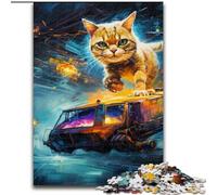 Puzzle da 1000 pezzi per adulti, puzzle futuristico a forma di gatto per decorare la casa, Natale e Capodanno per adolescenti (dimensioni: 50x75cm)