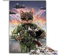 Puzzle da 1000 pezzi per adulti,Puzzle "Gatto Pilota nell'Aeronautica Militare",realizzato in cartone,rompicapo stimolante per adolescenti,perfetto per l'arredamento della casa o come regalo