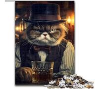 Puzzle da 1000 pezzi per adulti, puzzle "Gentleman Grumpy Cat", dimensioni 26x38cm, rompicapo impegnativo per adolescenti, divertente serata di giochi in famiglia