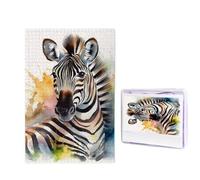 Puzzle da 1000 pezzi per adulti puzzle impegnativo in legno carino zebra acquerello foto puzzle personalizzato per adulti e bambini serate di gioco in famiglia 50 x 49,5 cm Puzzle