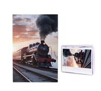 Puzzle da 1000 pezzi per adulti Puzzle impegnativo per serate di gioco Puzzle in legno personalizzati puzzle in legno personalizzati per famiglia treno a vapore partenza tramonto immagine puzzle