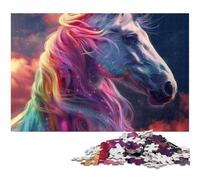 Puzzle da 1000 pezzi per adulti, puzzle in cartone a forma di cavallo arcobaleno, gioco di sfida per adolescenti e interazione familiare, 26X38CM/10,23x14,96 pollici