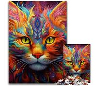 Puzzle da 1000 pezzi per adulti, puzzle in cartone con gatto colorato, gioco interattivo per famiglie, regalo artigianale con opere d'arte colorate 26X38CM/10,23x14,96 pollici
