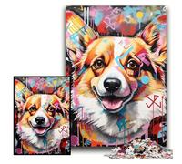Puzzle da 1000 pezzi per adulti, puzzle in cartone con graffiti Corgi, dimensioni 26x38cm, regalo perfetto per familiari e amici, adatto dai 14 anni in su.
