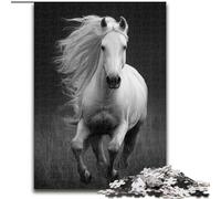 Puzzle da 1000 pezzi per adulti, puzzle in cartone raffigurante il cavallo bianco, regalo perfetto per compleanni, Natale, Halloween, Ringraziamento, Pasqua (dimensioni 26x38cm)
