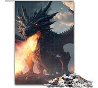 Puzzle da 1000 pezzi per adulti, puzzle in cartone raffigurante il drago di fuoco furioso, interazione familiare e sfida mentale, sfida di attività per famiglie 1000 pezzi(26x38cm)