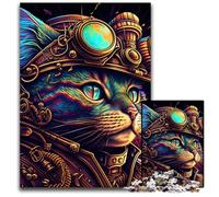 Puzzle da 1000 pezzi per adulti, puzzle in cartone Steampunk Cat, rompicapo ad alta difficoltà per adolescenti, 26X38CM/10,23x14,96 pollici