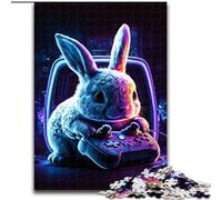 Puzzle da 1000 pezzi per adulti, puzzle in legno a forma di coniglio al neon, dimensioni 50x75cm, regalo per una sfida mentale, attività educativa per adolescenti