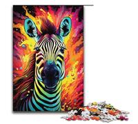 Puzzle da 1000 pezzi per adulti puzzle in legno colorato psichedelico a forma di zebra per adulti e bambini strumento antistress 1000 pezzi (38x26 cm)