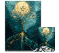 Puzzle da 1000 pezzi per adulti puzzle in legno con albero dorato e luna per adulti gioco rompicapo per la casa per adolescenti interazione familiare 1000 pezzi (38x26 cm)