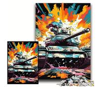 Puzzle da 1000 pezzi per adulti, puzzle in legno con carro armato colorato, 50x75cm, perfetti come regali di compleanno, Natale e Halloween.