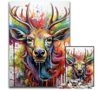 Puzzle da 1000 pezzi per adulti, puzzle in legno con cervi psichedelici, gioco di sfida per adolescenti e interazione familiare, 50x75CM/19,68x29,52 pollici