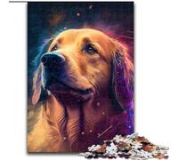 Puzzle da 1000 pezzi per adulti, puzzle in legno con Golden Retriever fantasy, dimensioni 50x75cm, relax e sfida, decorazioni per la casa colorate, amici.