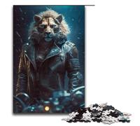 Puzzle da 1000 pezzi per adulti, puzzle in legno con leone del club motociclistico per adulti e bambini, strumento antistress, 1000 pezzi