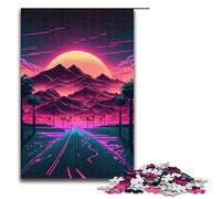 Puzzle da 1000 pezzi per adulti puzzle in legno con montagne e alba al neon gioco impegnativo per adulti 75x50 cm