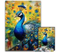 Puzzle da 1000 pezzi per adulti, puzzle in legno con pavone colorato, rompicapo ad alta difficoltà per adolescenti, 50x75CM/19,68x29,52 pollici