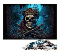Puzzle da 1000 pezzi per adulti, puzzle in legno con scheletro pirata, gioco di sfida per adolescenti e interazione familiare, 50x75CM/19,68x29,52 pollici