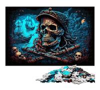 Puzzle da 1000 pezzi per adulti, puzzle in legno con scheletro pirata, rompicapo ad alta difficoltà per adolescenti, 50x75CM/19,68x29,52 pollici