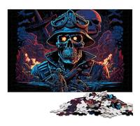 Puzzle da 1000 pezzi per adulti, puzzle in legno con scheletro pirata, rompicapo ad alta difficoltà per adolescenti, 50x75CM/19,68x29,52 pollici