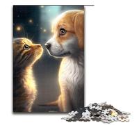 Puzzle da 1000 pezzi per adulti puzzle in legno per adulti Migliori amici gatto e cane gioco impegnativo (75x50 cm)