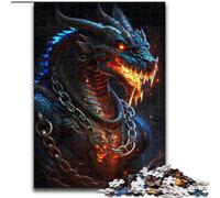 Puzzle da 1000 pezzi per adulti, puzzle in legno raffigurante il drago di fuoco nero, per compleanni, feste e occasioni speciali (dimensioni 50x75cm)