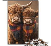 Puzzle da 1000 pezzi per adulti, puzzle in legno raffigurante una mucca delle Highlands, rompicapo impegnativo per adolescenti, divertente serata di giochi in famiglia (dimensioni 50x75cm)