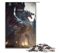 Puzzle da 1000 pezzi per adulti puzzle in metallo raffigurante un drago furioso decorazione da parete antistress 75x50 cm.