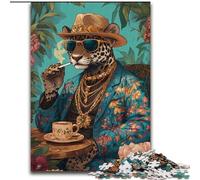 Puzzle da 1000 pezzi per adulti, puzzle leopardato alla moda per adulti, rompicapo da 1000 pezzi per adolescenti, divertimento per famiglie, regalo fai da te per la casa (dimensioni 50x75cm)