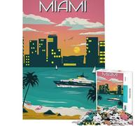 Puzzle da 1000 pezzi per adulti puzzle Miami Florida arte da viaggio gioco educativo sfida giocattolo pratico antistress regalo divertente (dimensioni 38x26cm)
