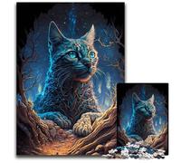 Puzzle da 1000 pezzi per adulti, puzzle mistici del gatto della savana per adulti, gioco rompicapo per adolescenti, regalo perfetto per le vacanze, 26x38cm/10,23x14,96 pollici