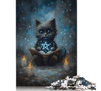 Puzzle da 1000 pezzi per adulti, puzzle mistico con gatto che legge il libro degli incantesimi, puzzle in legno, giocattolo educativo antistress (75x50 cm)