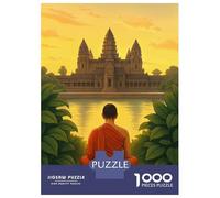 Puzzle Da 1000 Pezzi Per Adulti Puzzle Monk Meditating at Angkor Wat Temple Puzzle Per Adolescenti Giochi Rilassanti Antistress Sfida Da Completare 52x38cm/1000pcs