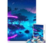 Puzzle da 1000 pezzi per adulti Puzzle Moonlight Neon Sonata Giocattoli antistress Regali di Babbo Natale segreto per gioco educativo Adatto per la decorazione del desktop Dimensioni 50x75cm