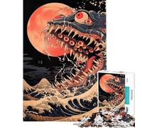 Puzzle da 1000 pezzi per adulti puzzle "Mostro Onda" stile artistico giapponese puzzle per adolescenti giochi per famiglie un'opera d'arte divertimento a casa (dimensioni 38x52cm)