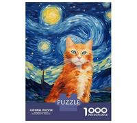 Puzzle Da 1000 Pezzi Per Adulti Puzzle Orange Tabby Cat Van Gogh Puzzle Per Adulti Giocattolo Decorazione Da Parete Un'opera D'arte Attività Divertenti A Casa 70x50cm/1000pcs