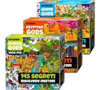 Puzzle da 1000 pezzi per adulti - Puzzle per adulti da 1000 pezzi | Set da 3 puzzle in confezione premium - Divinità norrene, greche ed egizie - Divertimento extra con segreti nascosti e storia