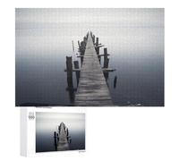 Puzzle da 1000 pezzi per adulti puzzle personalizzato immagine vecchio molo di legno sopra l'acqua calma puzzle in legno personalizzato per famiglia, compleanno, matrimonio, serate di gioco, regali