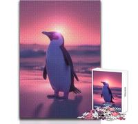 Puzzle da 1000 pezzi per adulti, puzzle pinguino, tramonto estetico, giocattoli, giochi educativi per il divertimento in famiglia, opera d'arte, regalo, dimensioni 50x75cm